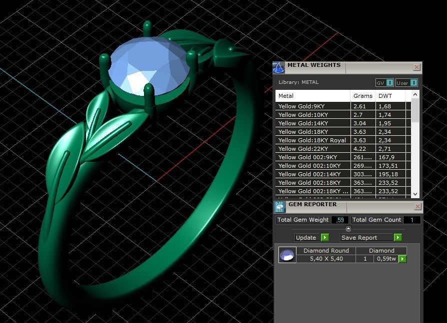 Leaf Vines Engagement  Ring 3D print model_5