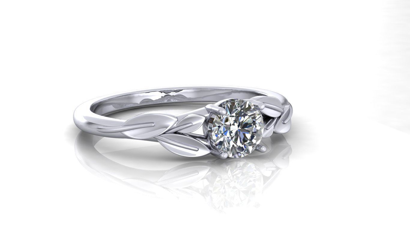 Leaf Vines Engagement  Ring 3D print model_32