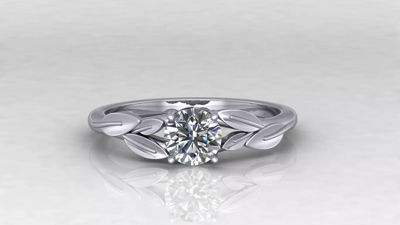 Leaf Vines Engagement  Ring 3D print model_0