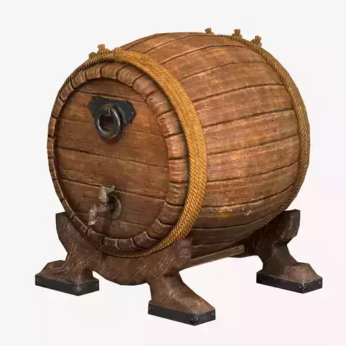  Wooden Beer Keg Low-poly 3D model