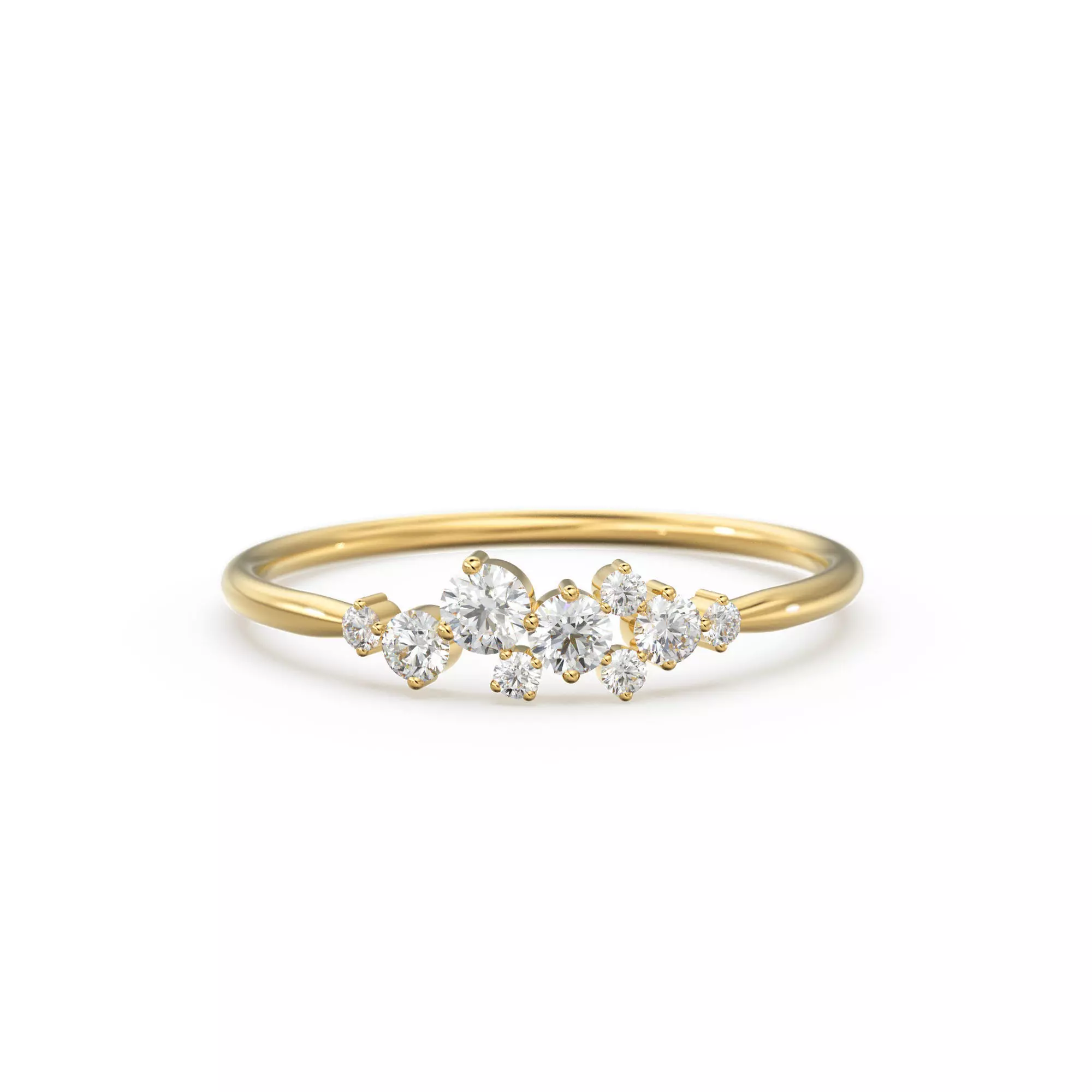 Cluster Diamond Gold Ring Proposal Zircon Wedding Band Jewelry 3D print model