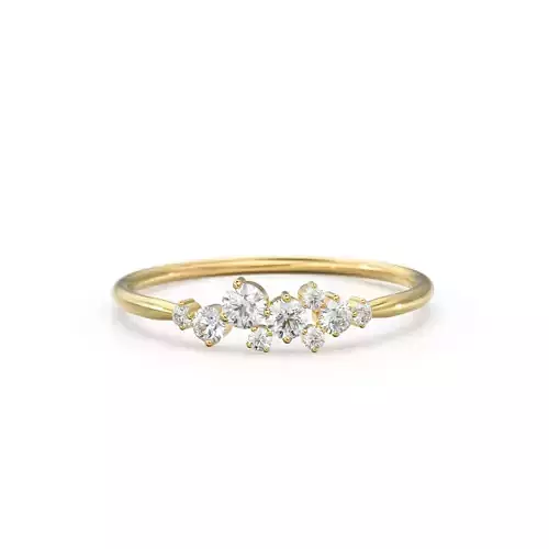 Cluster Diamond Gold Ring Proposal Zircon Wedding Band Jewelry