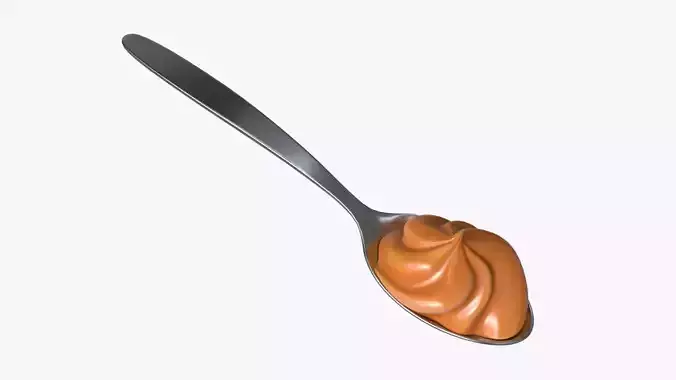 Metal Tea Spoon with Melted Caramel 3D model