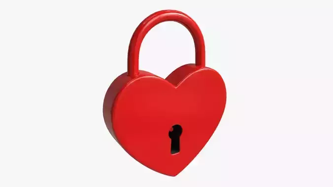 Padlock Heart-shaped Closed 3D model
