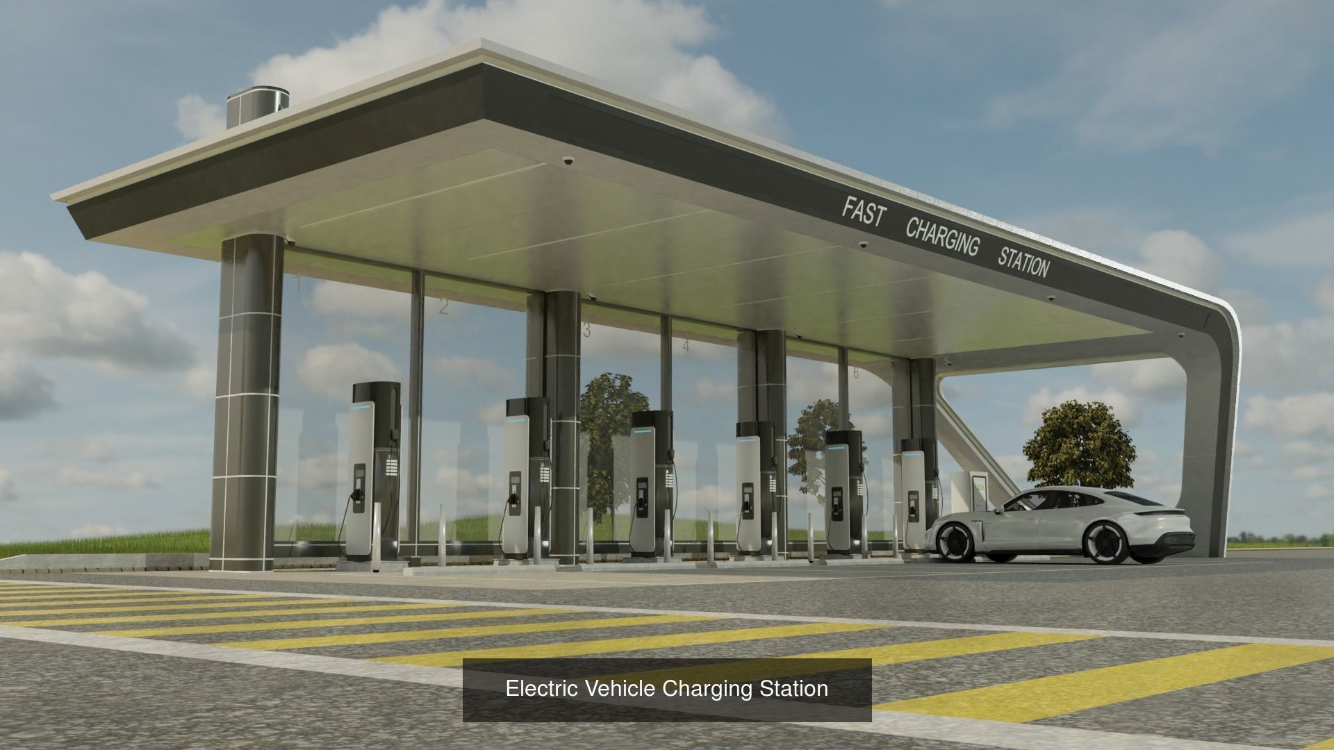 Electric Vehicle Charging Stations 3D Model Collection_3