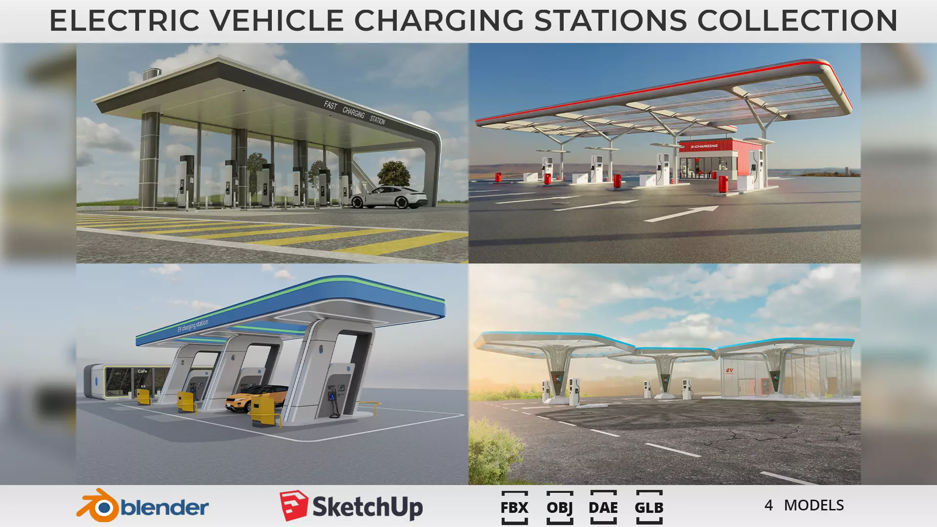 Electric Vehicle Charging Stations 3D Model Collection_0