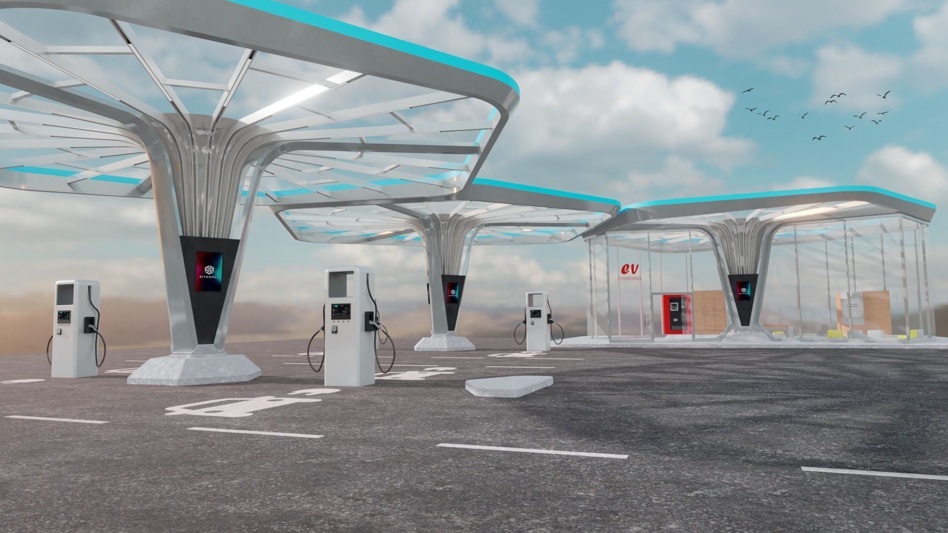 Electric Vehicle Charging Stations 3D Model Collection_11