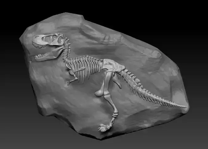 T-rex Fossil Rock - 3D Skeleton of Tyrannosaurus rex Dinosaur 3D print model