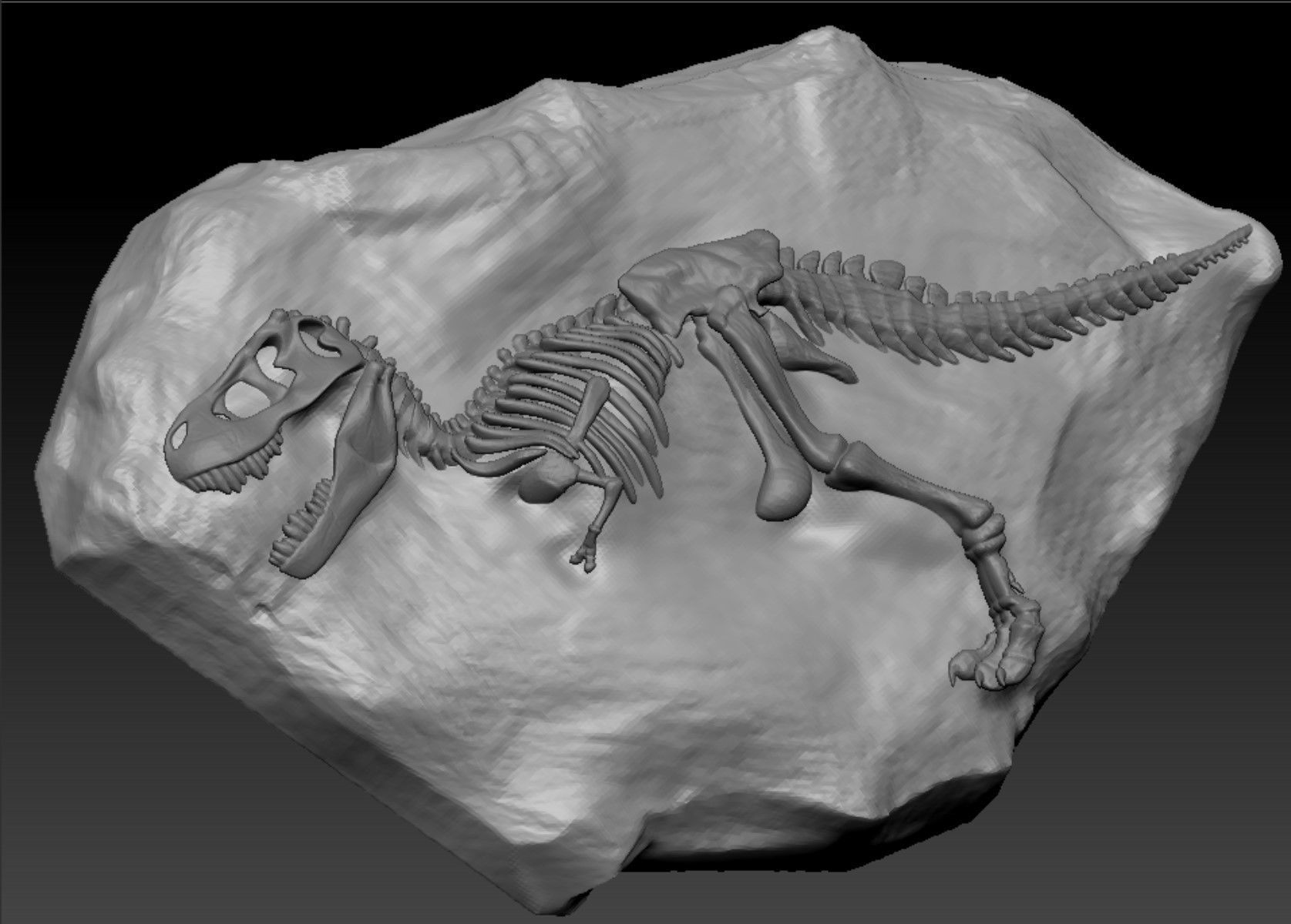 T-rex Fossil Rock - 3D Skeleton of Tyrannosaurus rex Dinosaur 3D model ...