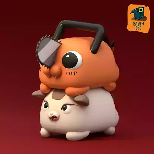 Meowy Chainsaw man - Stackable