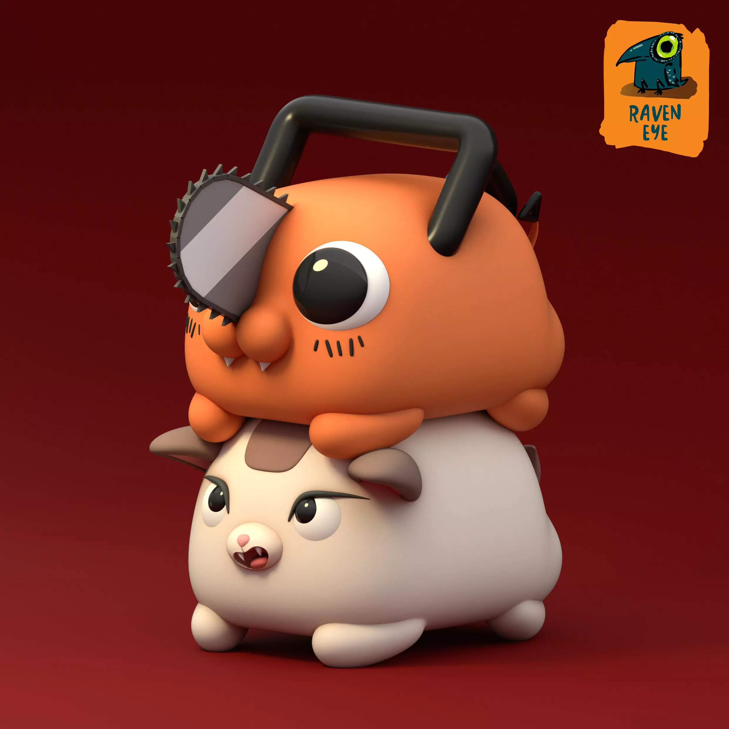 Meowy Chainsaw man - Stackable 3D print model
