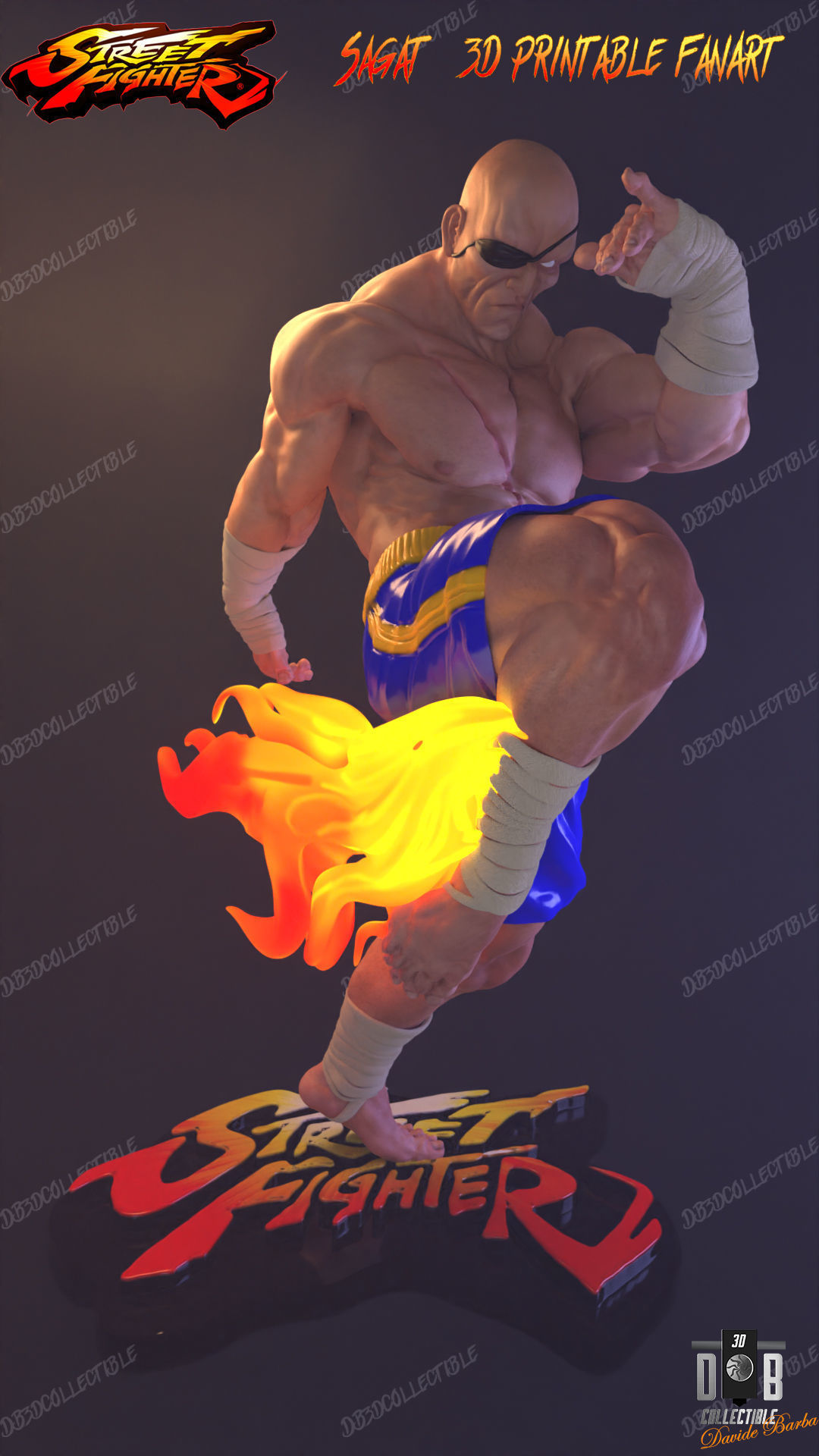 SAGAT 3DPRINTABLE FANART 1-6 SCALE 3D model 3D printable | CGTrader
