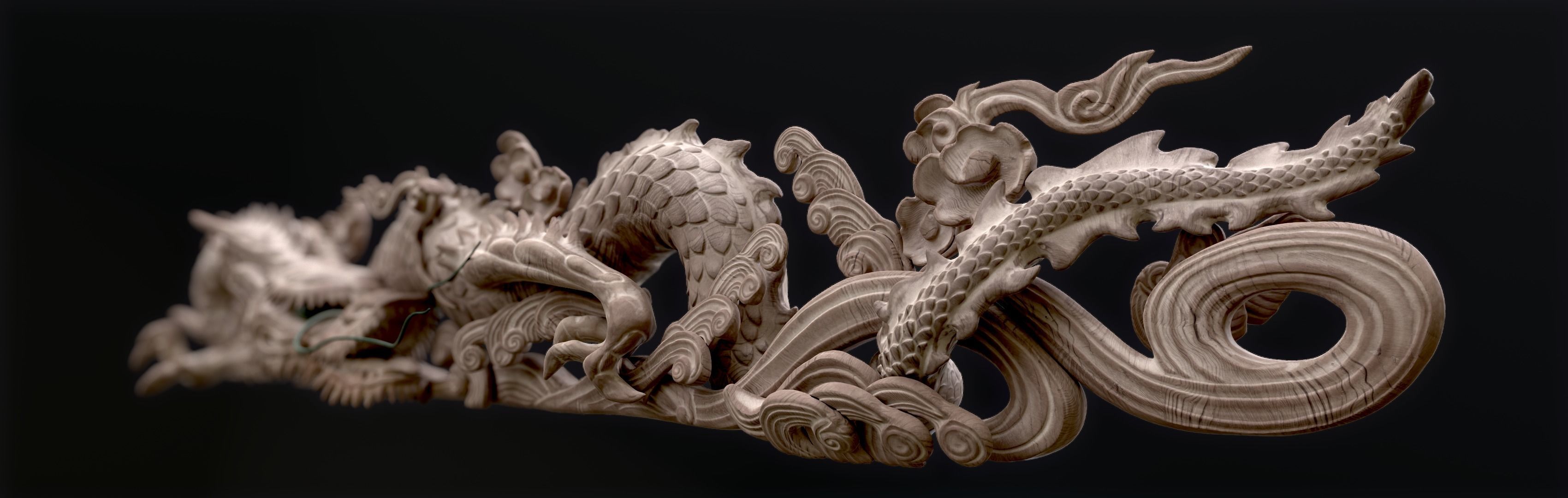 Carved Japanese Dragon Sculpture Low-poly 3D model_4