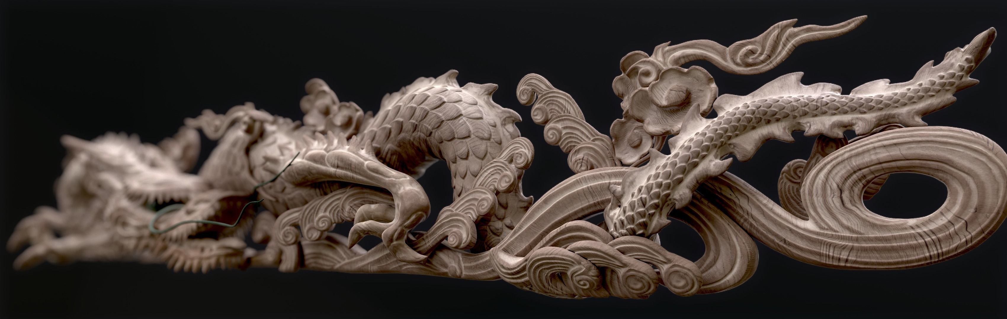 Carved Japanese Dragon Sculpture Low-poly 3D model_6