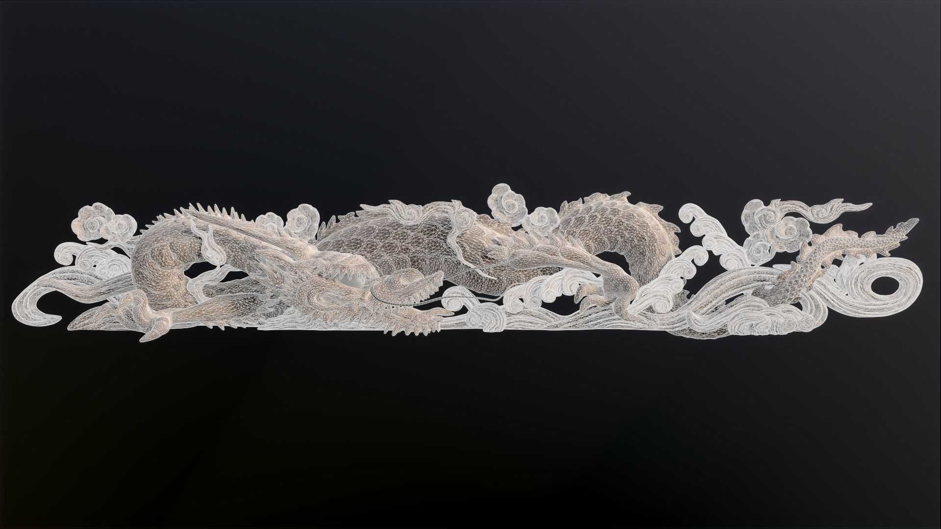 Carved Japanese Dragon Sculpture Low-poly 3D model_28