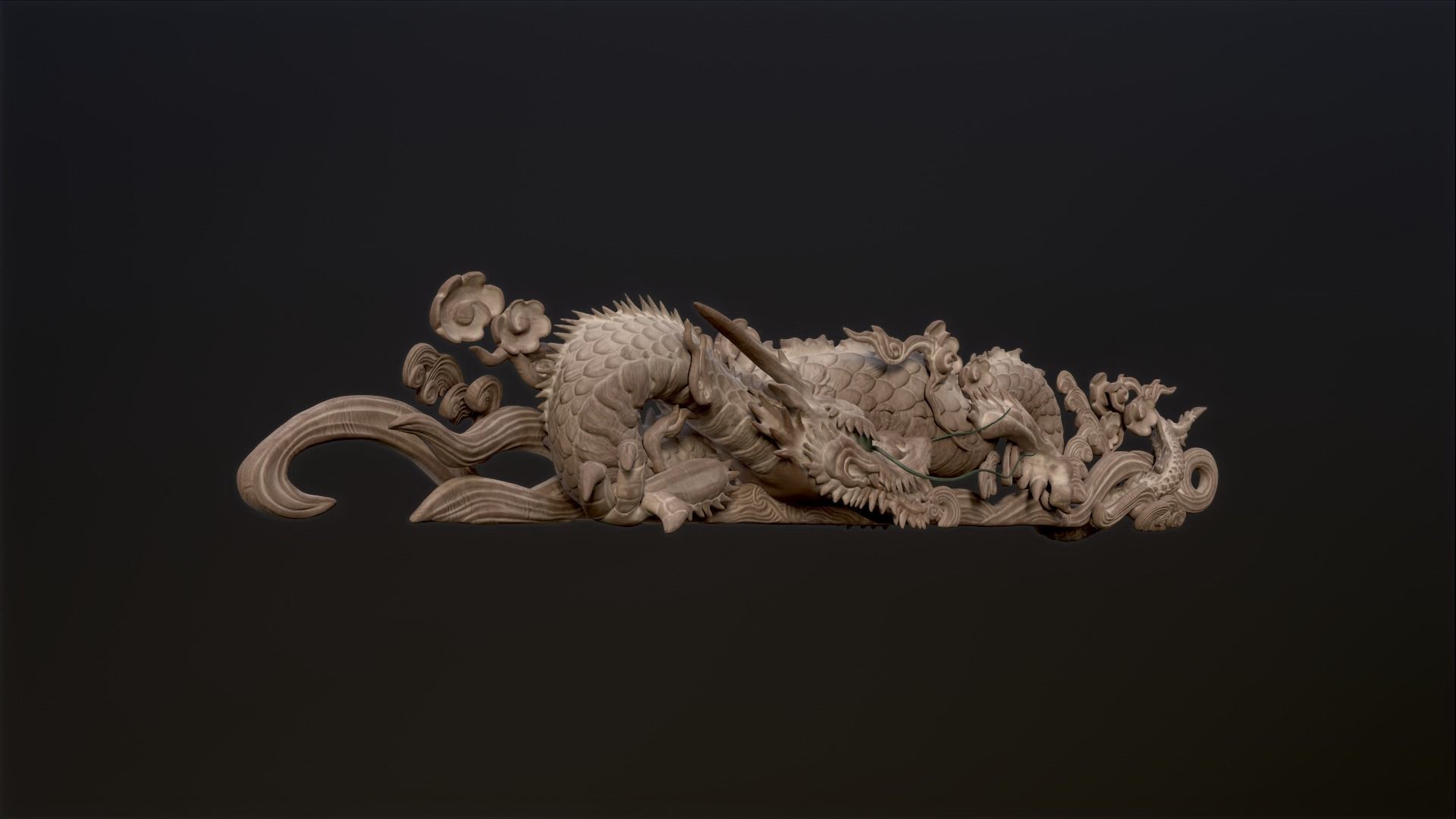Carved Japanese Dragon Sculpture Low-poly 3D model_19