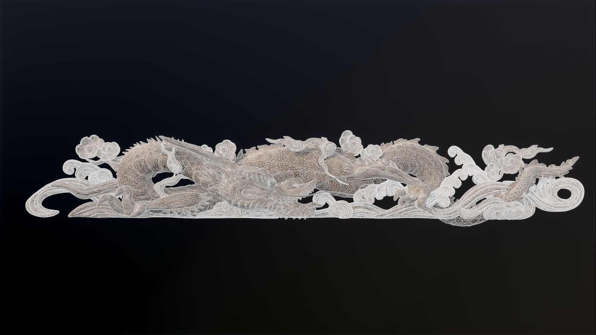 Carved Japanese Dragon Sculpture Low-poly 3D model_18