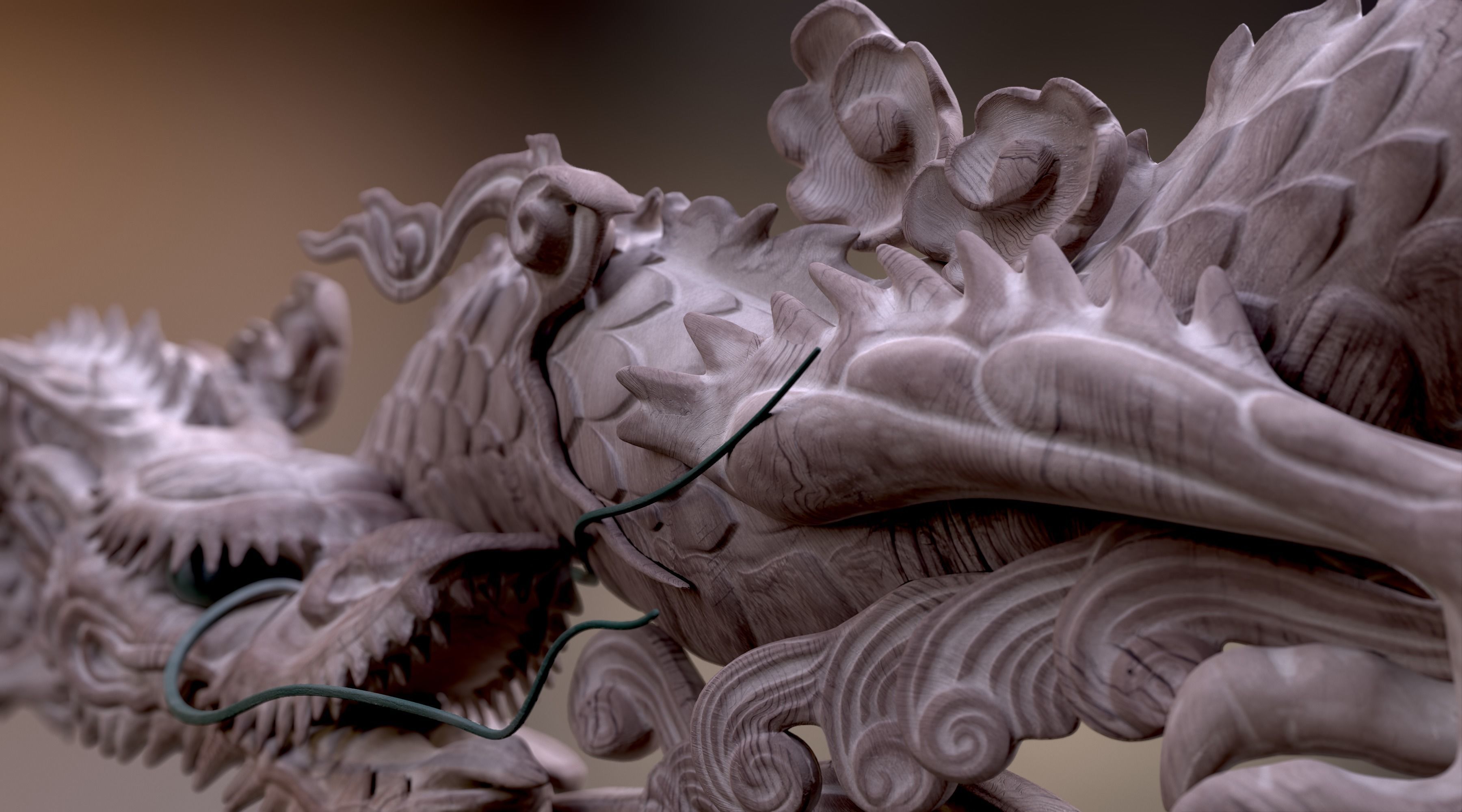 Carved Japanese Dragon Sculpture Low-poly 3D model_21