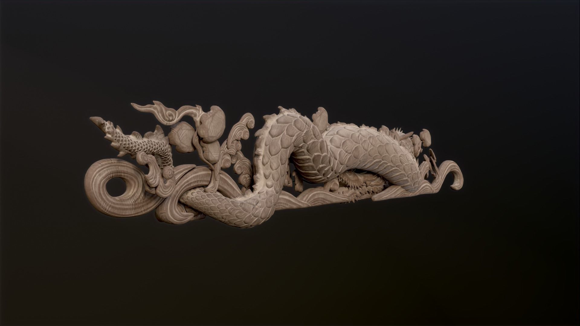 Carved Japanese Dragon Sculpture Low-poly 3D model_23