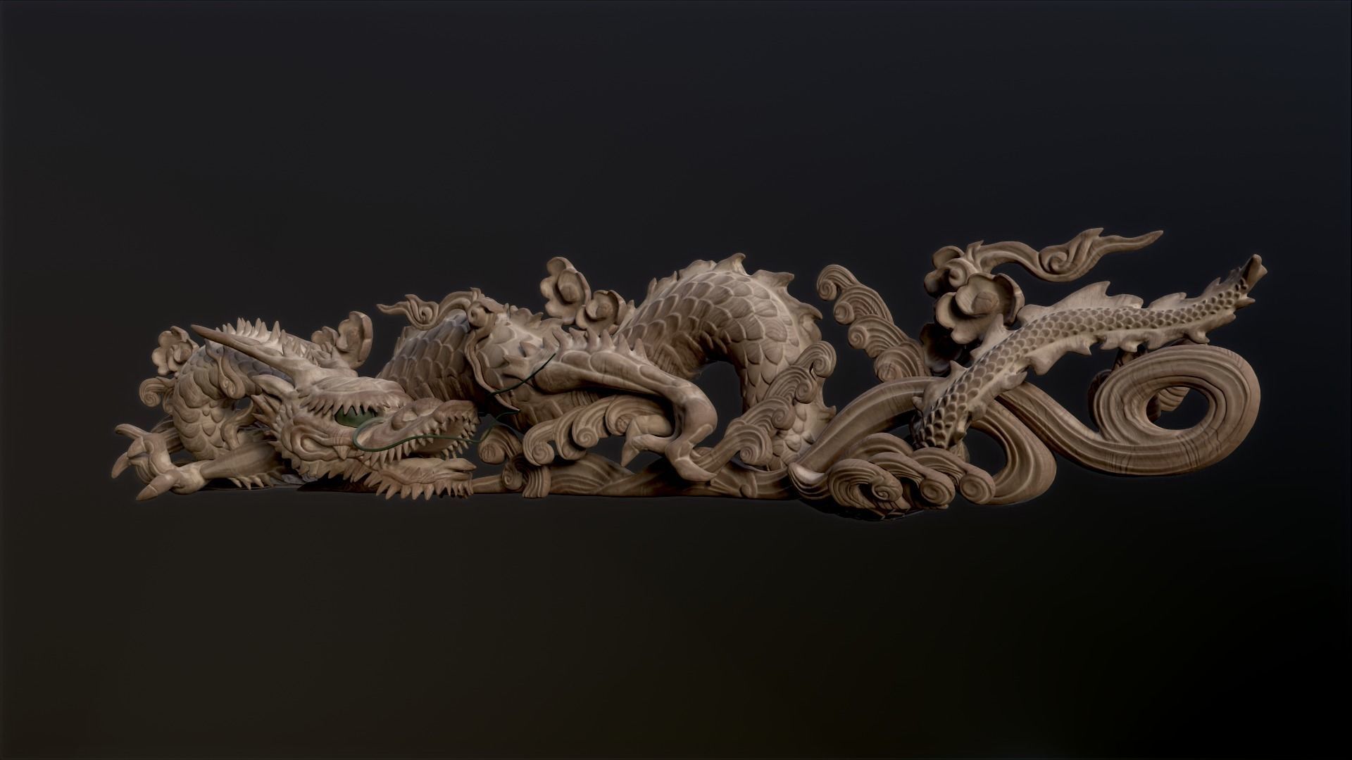Carved Japanese Dragon Sculpture Low-poly 3D model_22