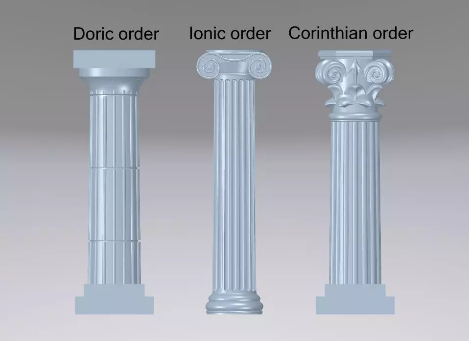 The 3 GREEK Columns - Pillar Orders Doric - ionic - Corinthian 3D print model