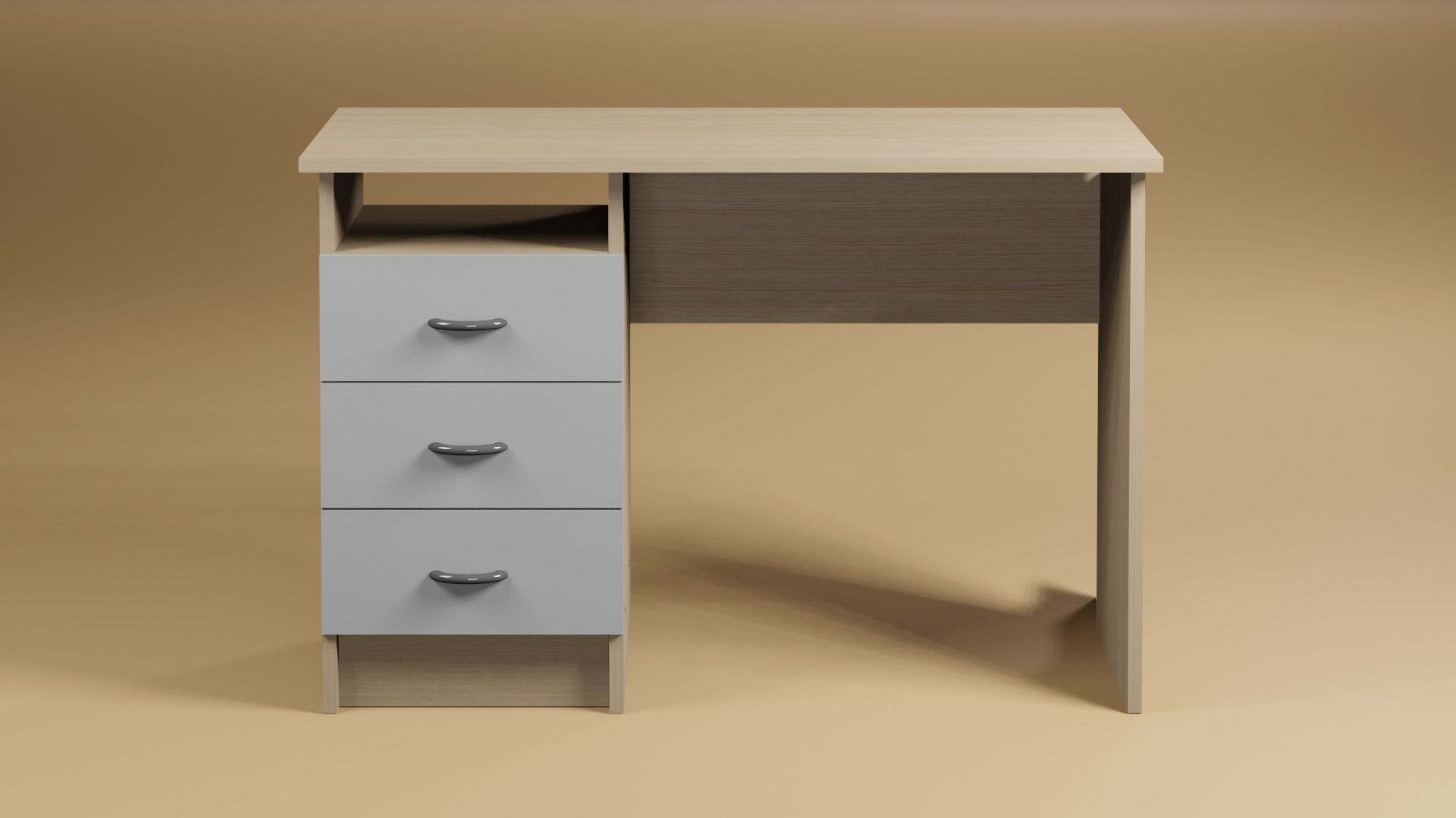 Deasck desk with three drawers Low-poly 3D model_1
