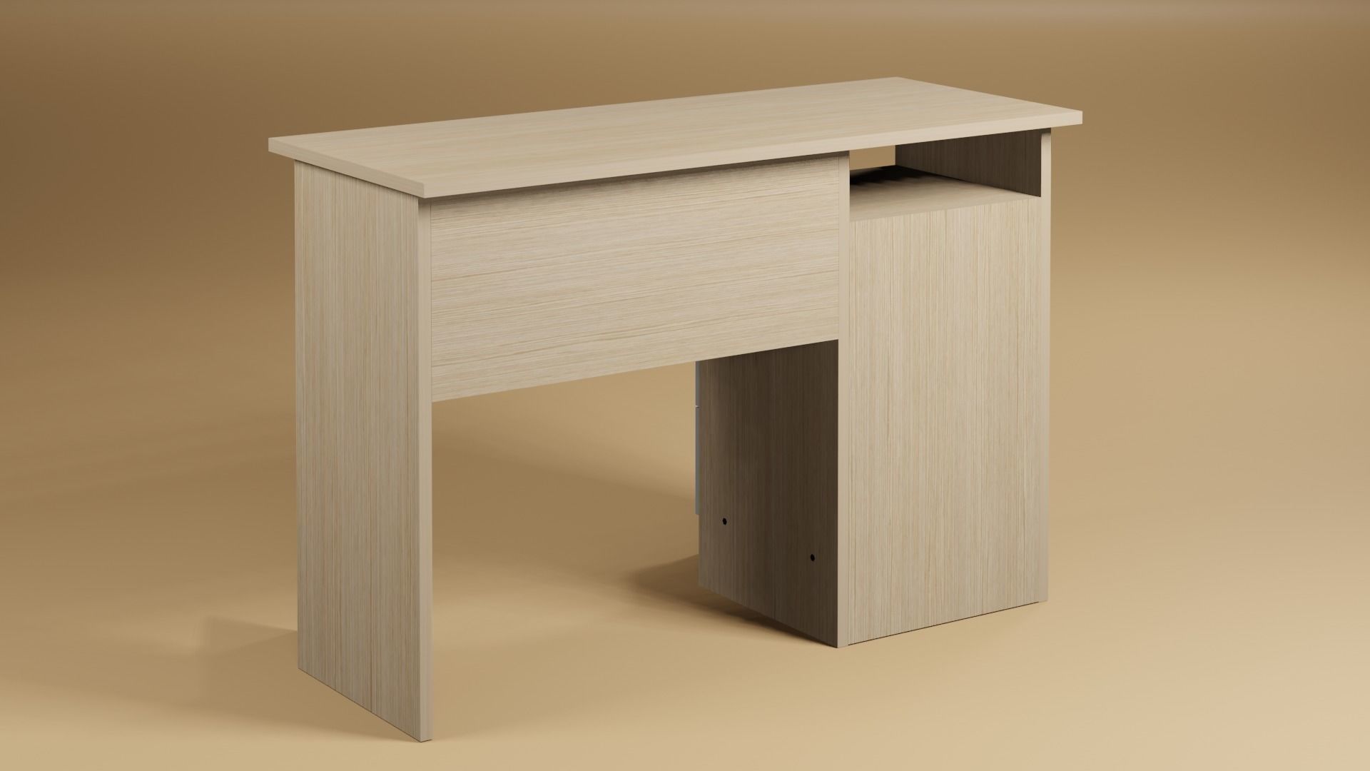 Deasck desk with three drawers Low-poly 3D model_2
