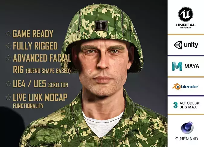 High Quality Realistic Soldier Jungle 02