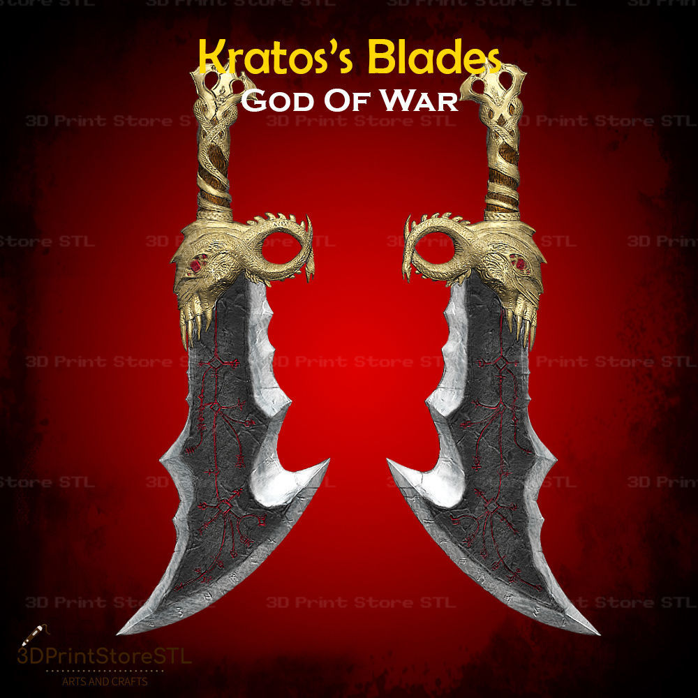 Blades of Chaos Cosplay God of War - STL File 3D print model_3