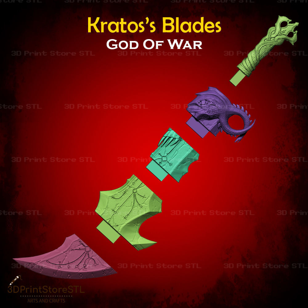 Blades of Chaos Cosplay God of War - STL File 3D print model_7