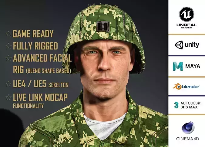 High Quality Realistic Soldier Jungle 01