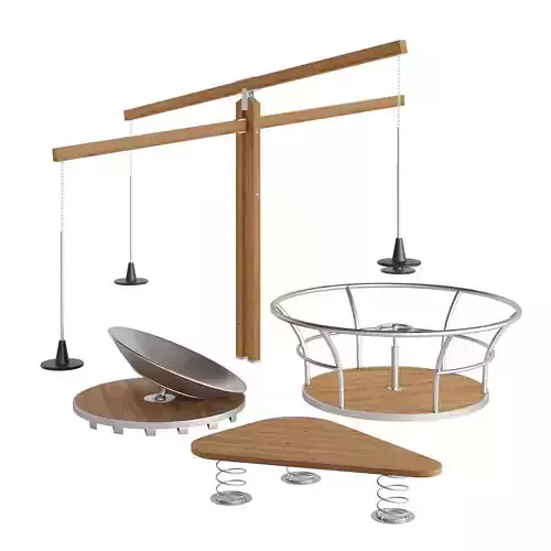 Playground Set wooden table with metal legs and springs