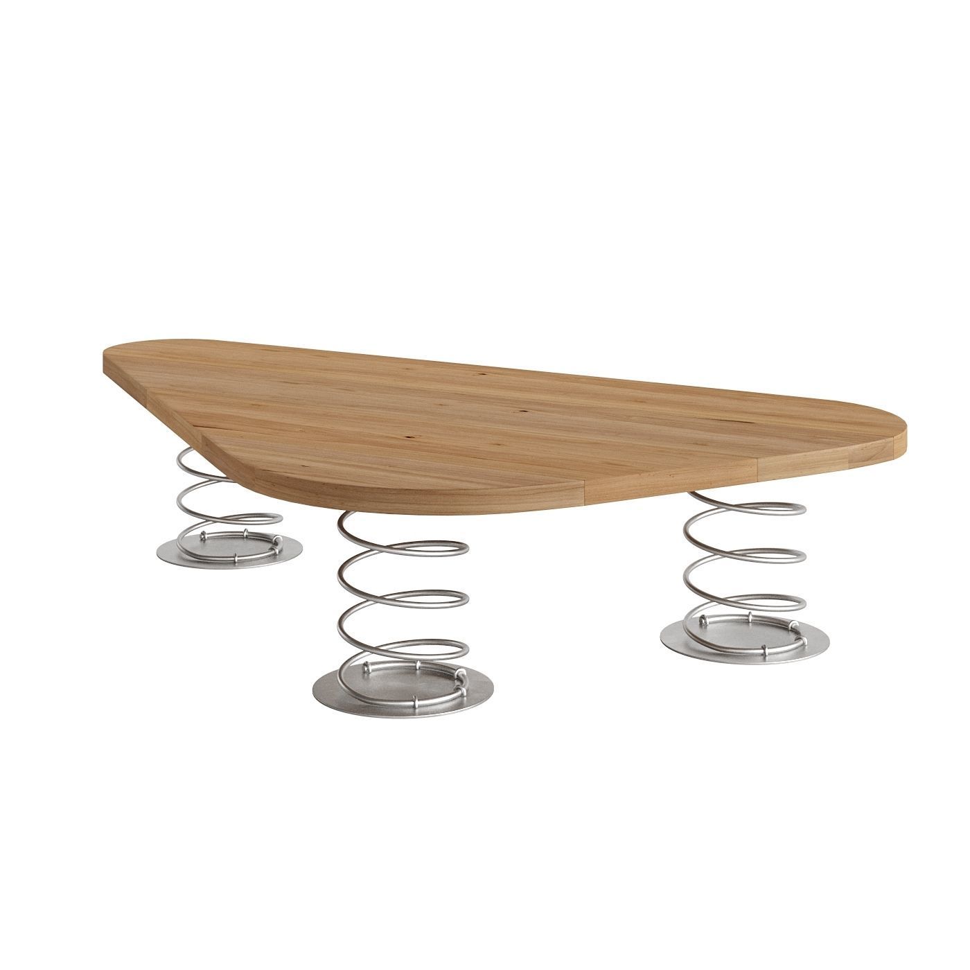 Playground Set wooden table with metal legs and springs 3D model_2