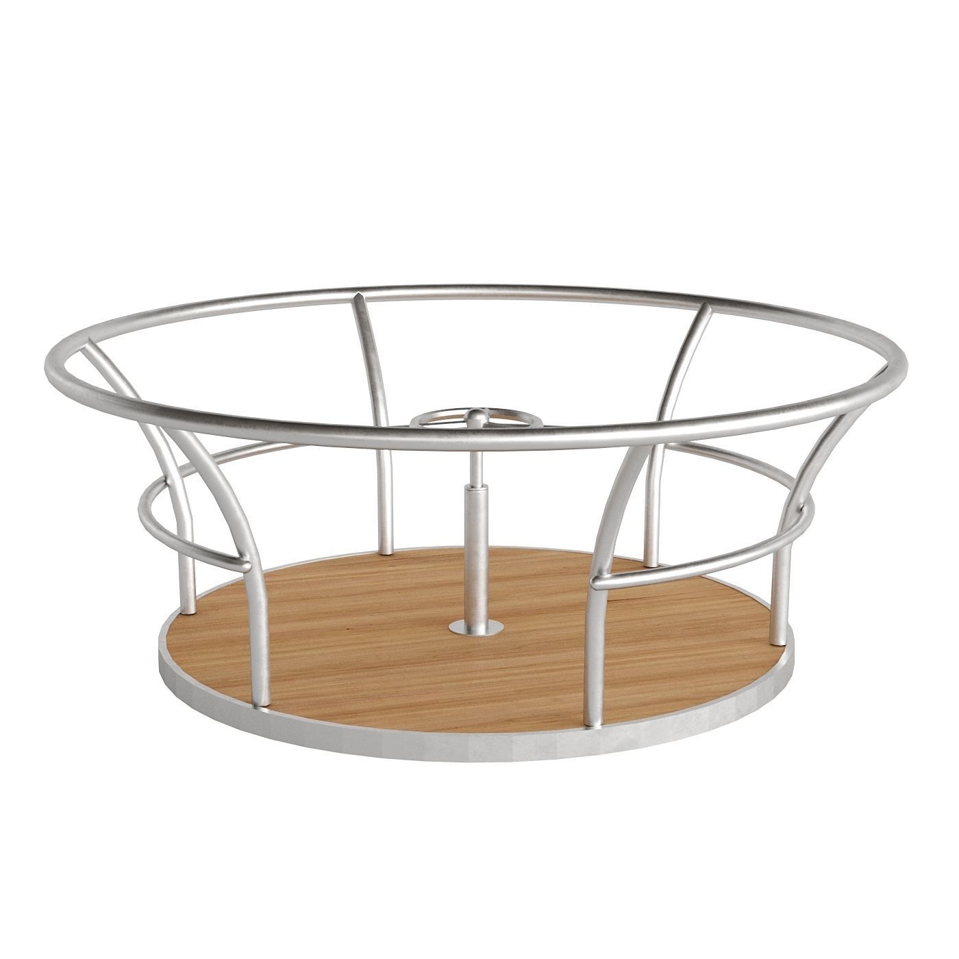 Playground Set wooden table with metal legs and springs 3D model_4