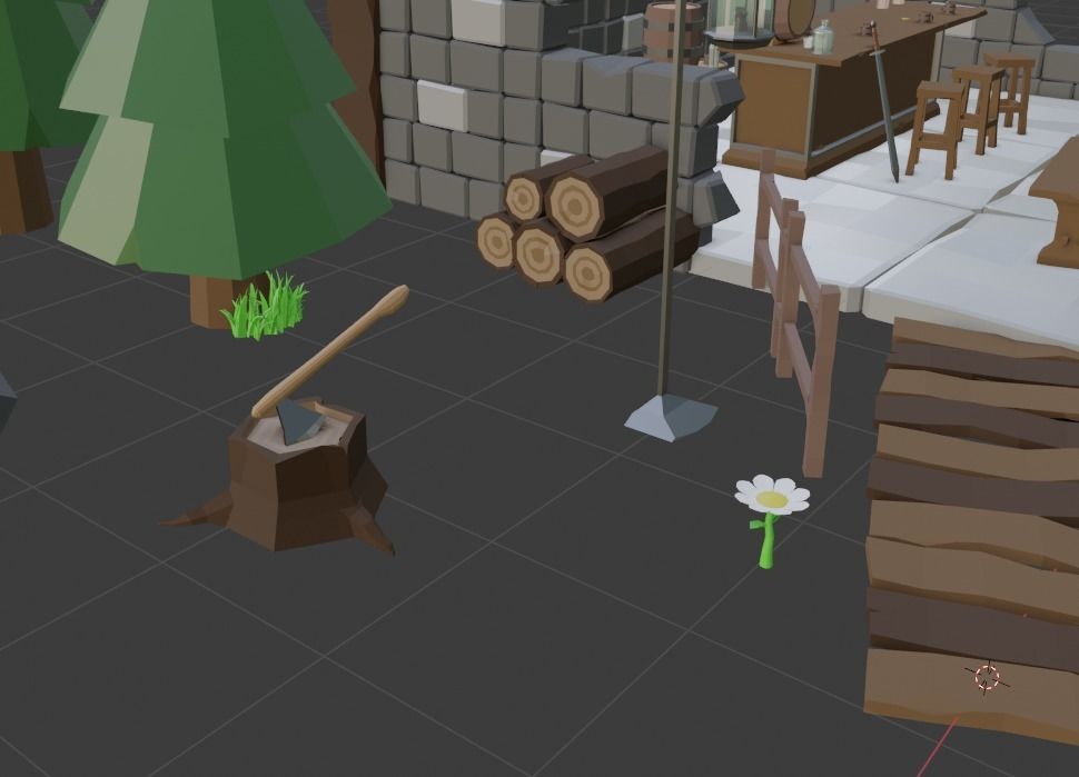 Low poly bar in the ruined house Low-poly 3D model_4