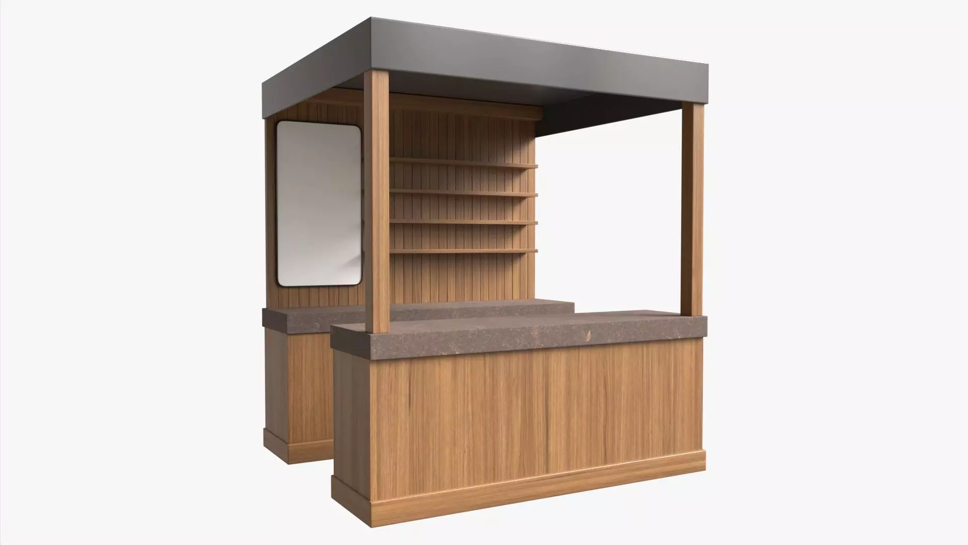 Booth Stand Kiosk with Roof 01 3D model_0