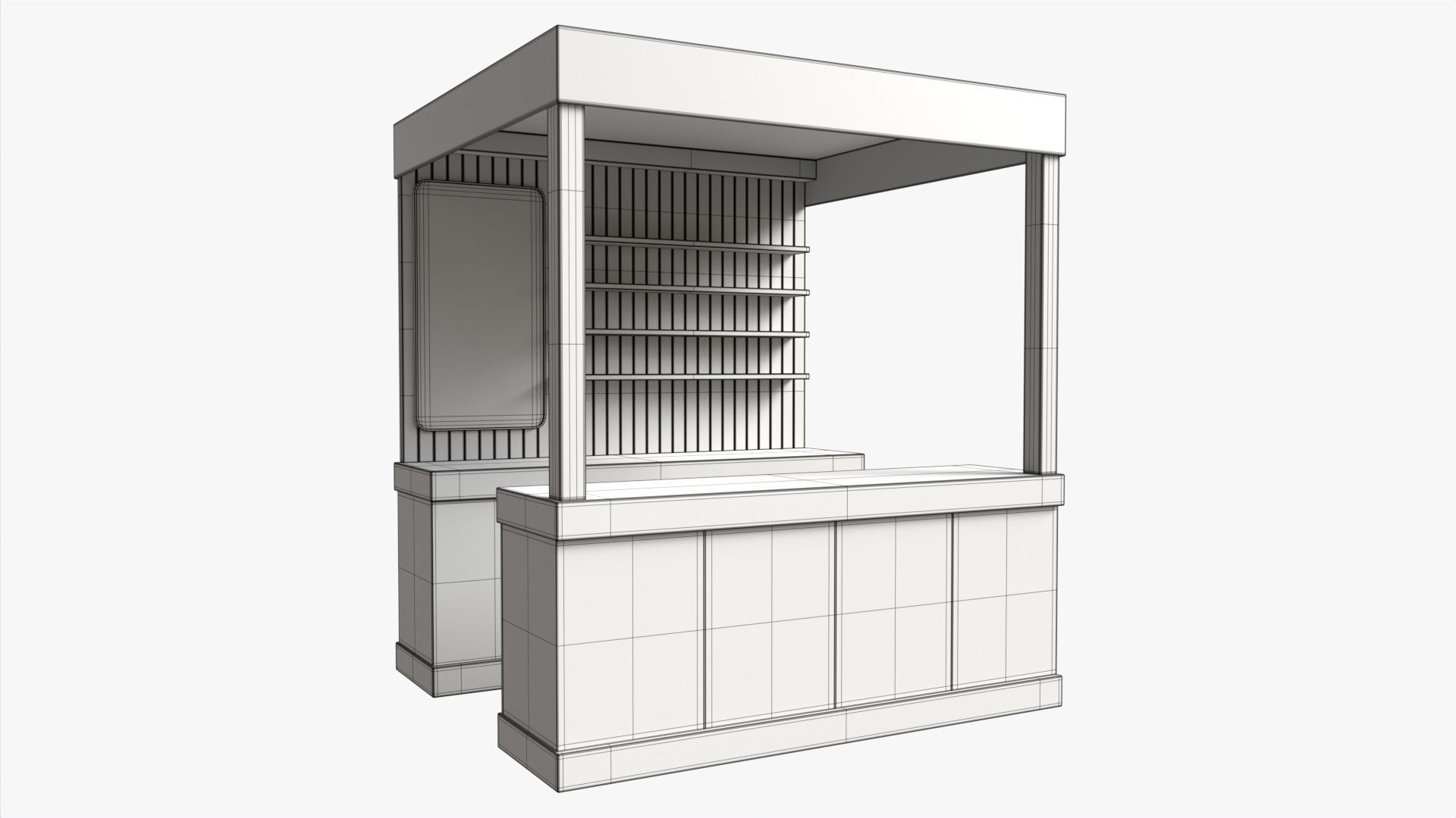 Booth Stand Kiosk with Roof 01 3D model_6