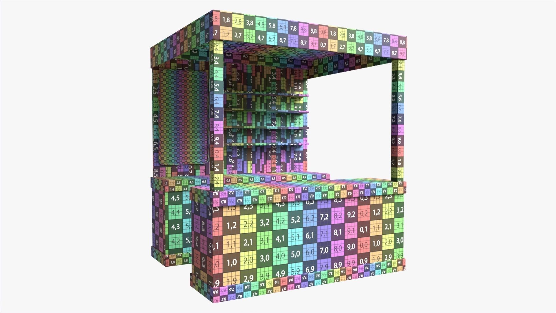 Booth Stand Kiosk with Roof 01 3D model_7