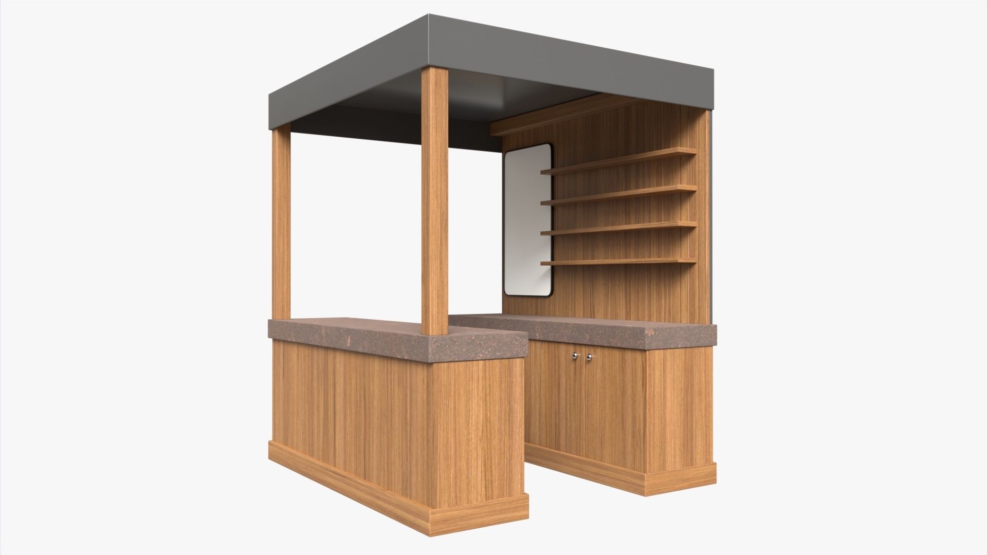 Booth Stand Kiosk with Roof 01 3D model_1