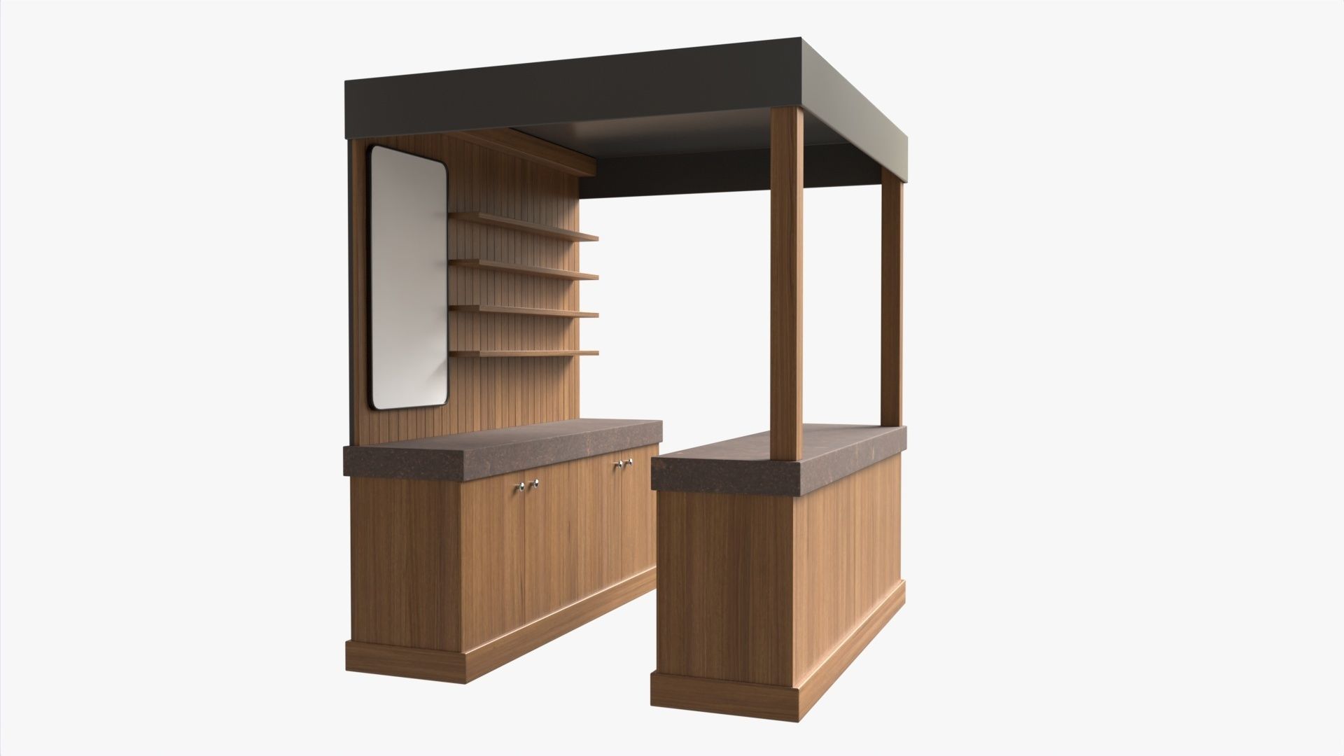 Booth Stand Kiosk with Roof 01 3D model_3