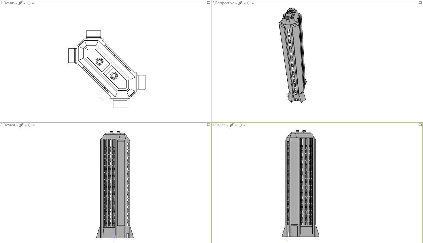 Sci-fi Buildings Kitbash with materials - Futuristic Cyberpunk 3D model_9