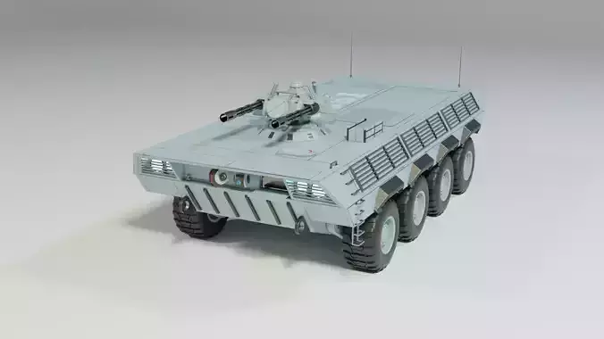  sci-fi armored personnel carrier with turret LowPoly