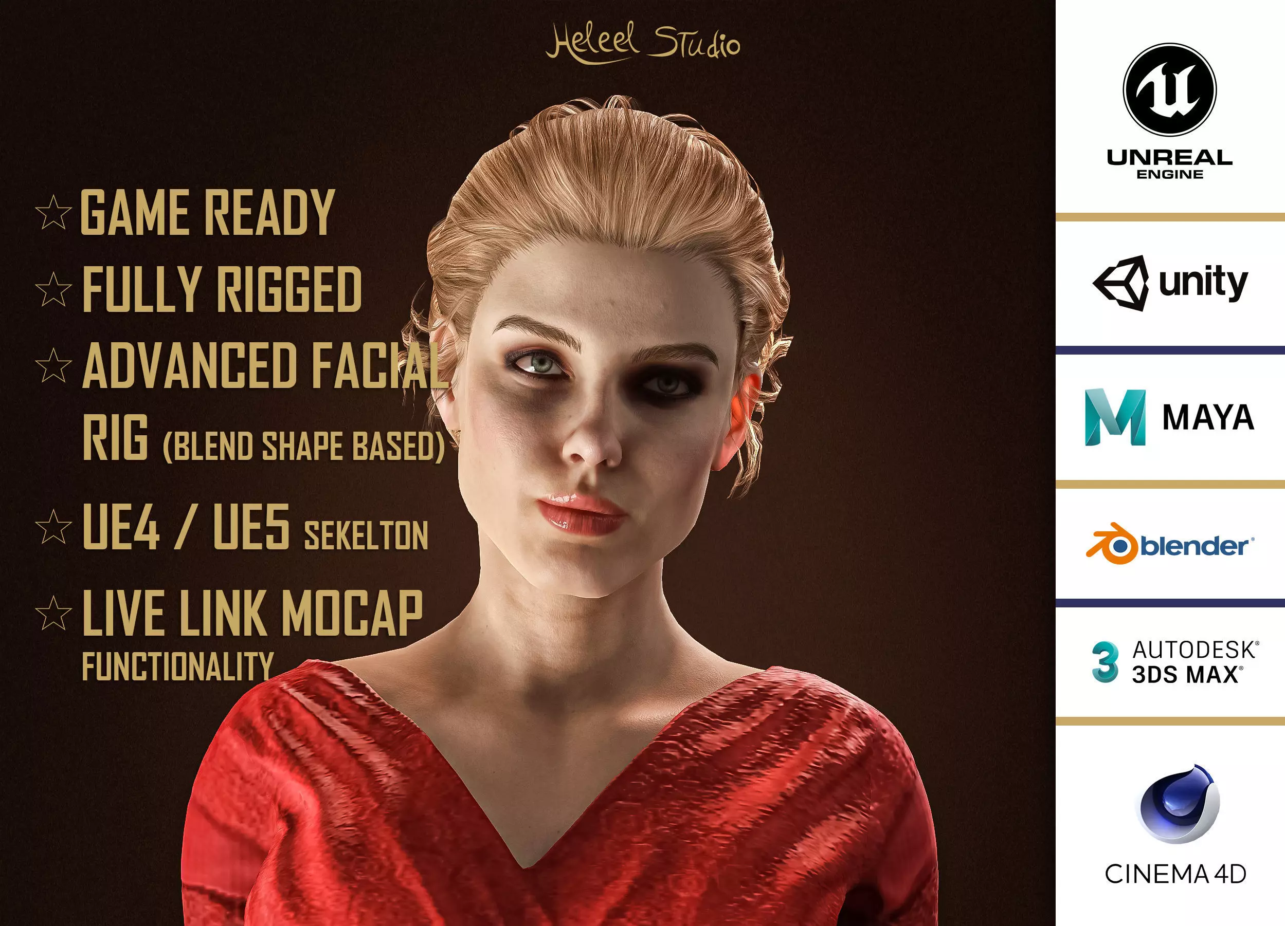 High Quality Realistic Red Dress Woman Low-poly 3D model_0