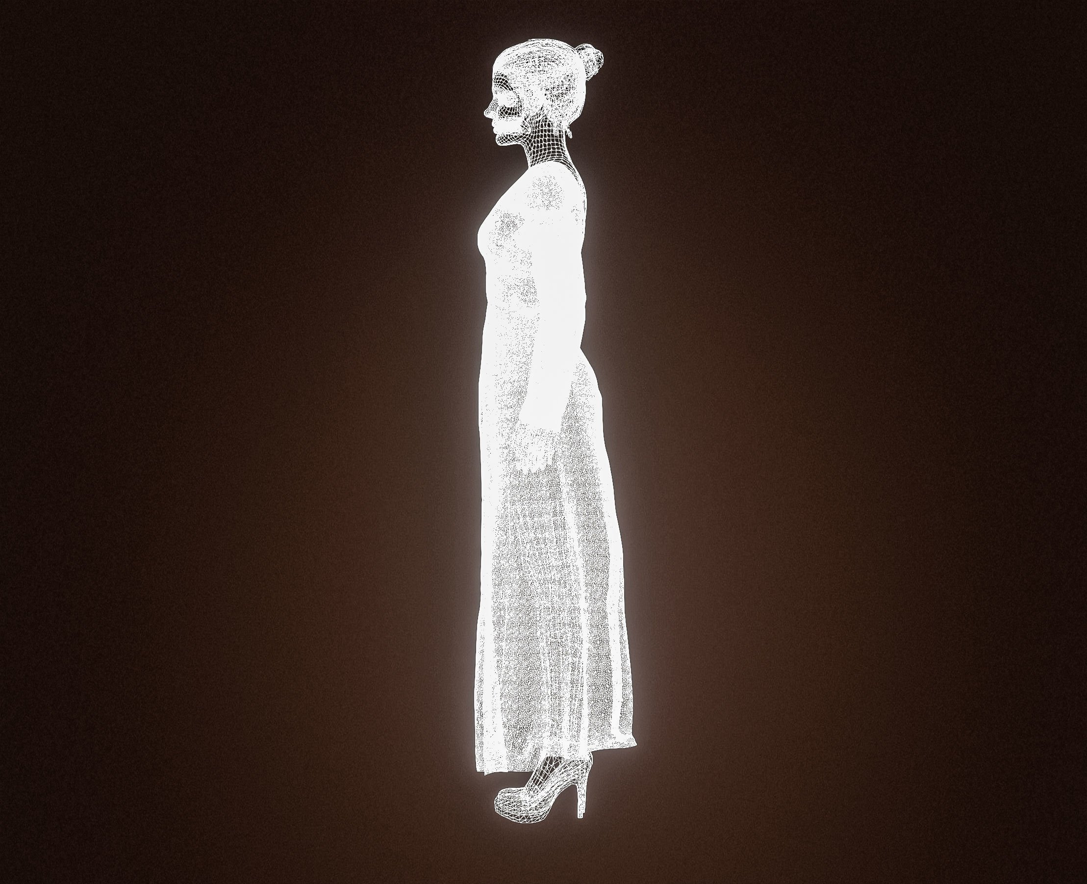 High Quality Realistic Red Dress Woman Low-poly 3D model_18