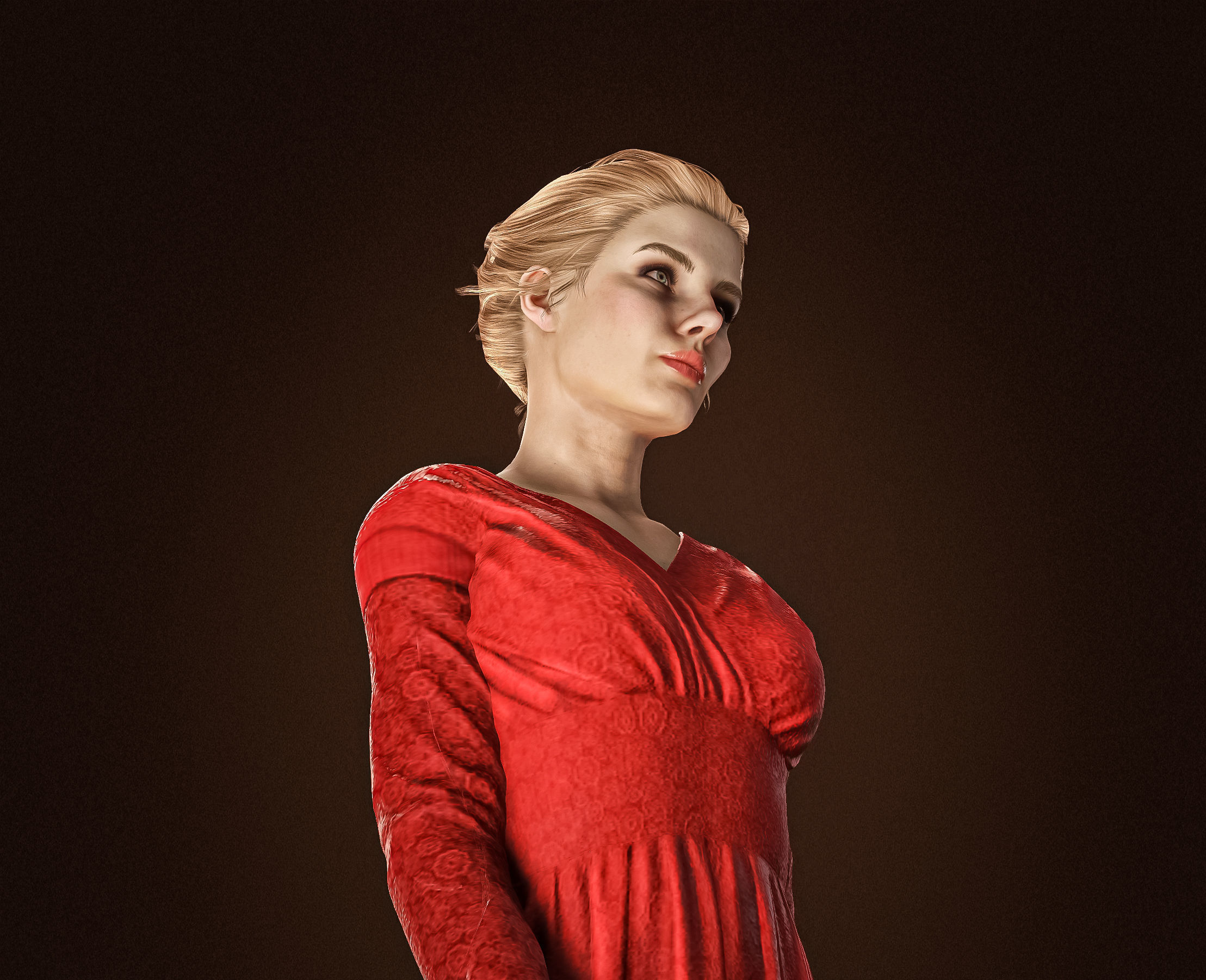 High Quality Realistic Red Dress Woman Low-poly 3D model_13