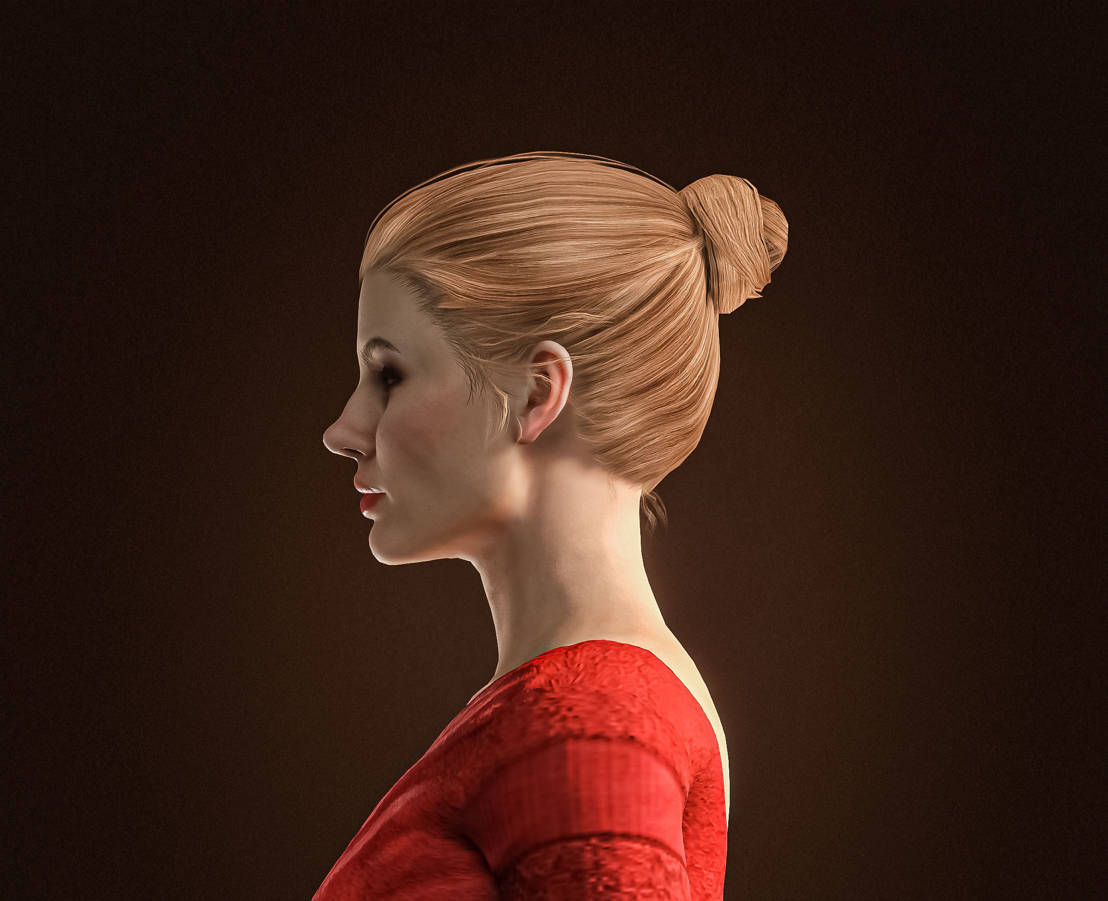 High Quality Realistic Red Dress Woman Low-poly 3D model_7