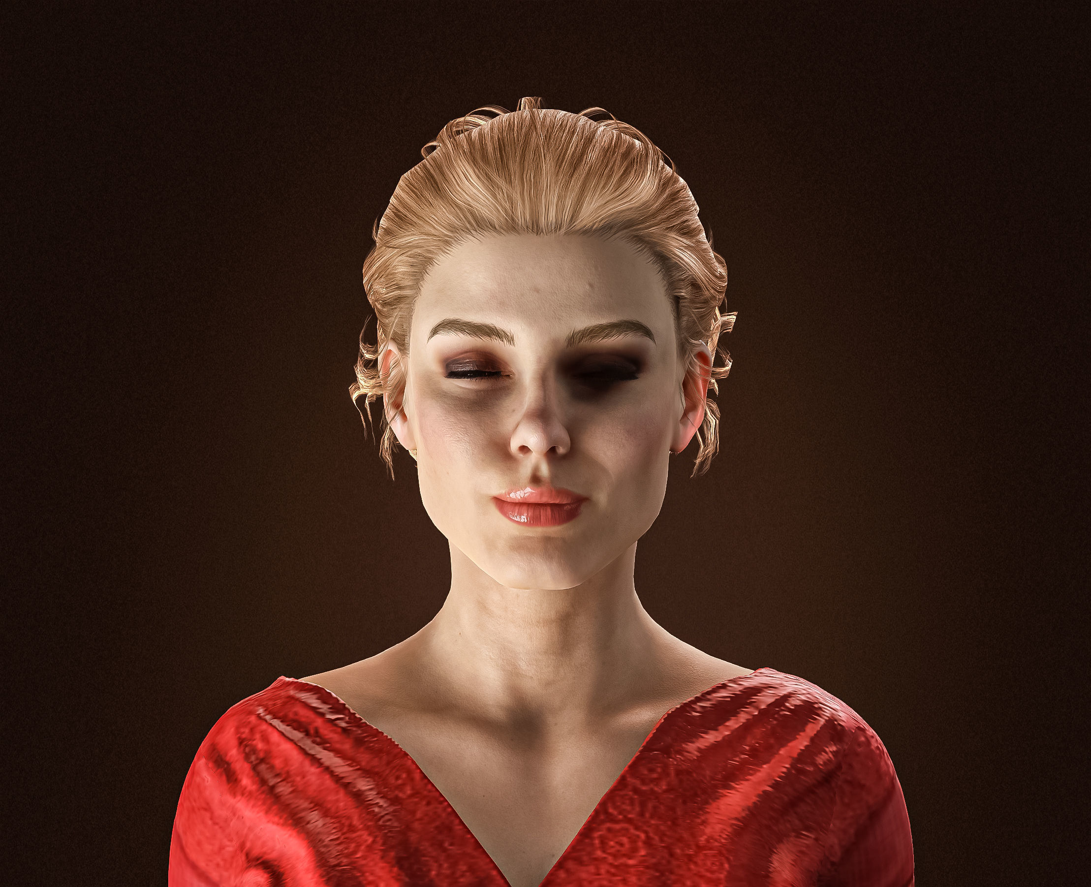 High Quality Realistic Red Dress Woman Low-poly 3D model_14
