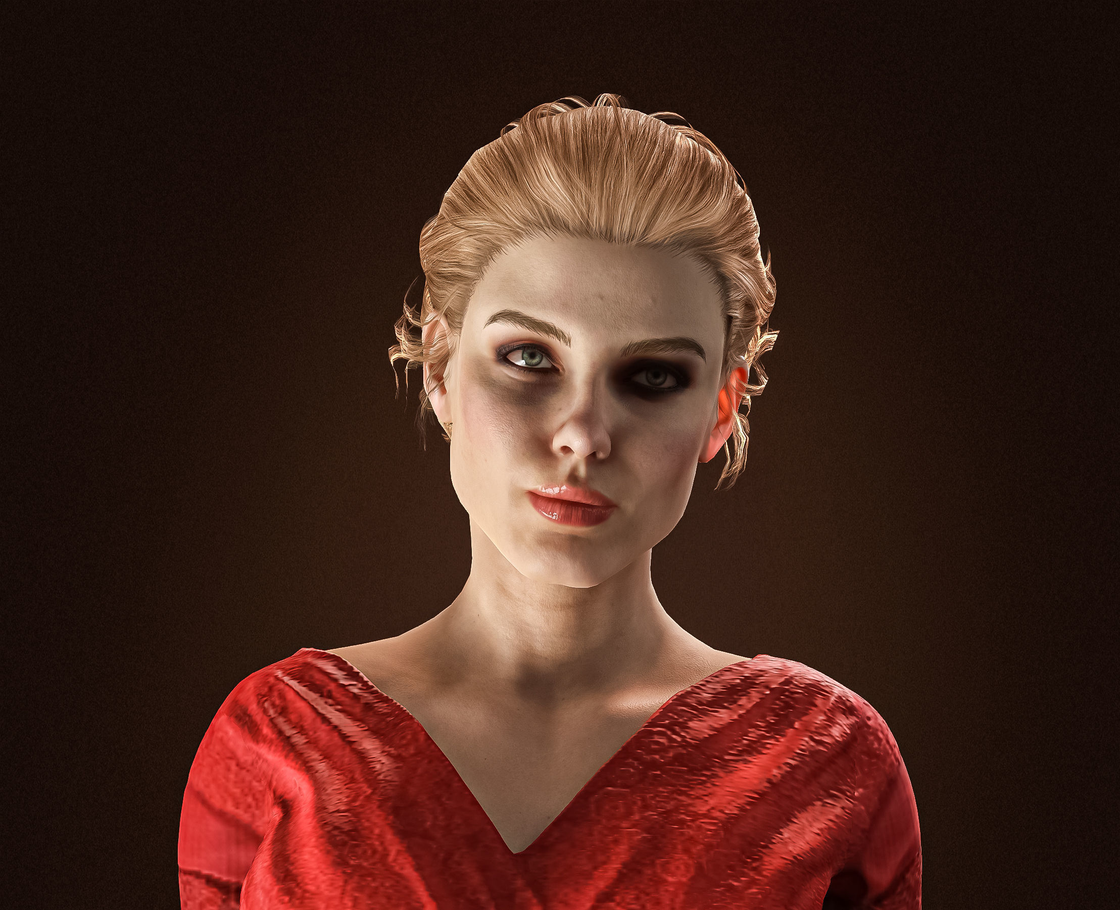 High Quality Realistic Red Dress Woman Low-poly 3D model_12