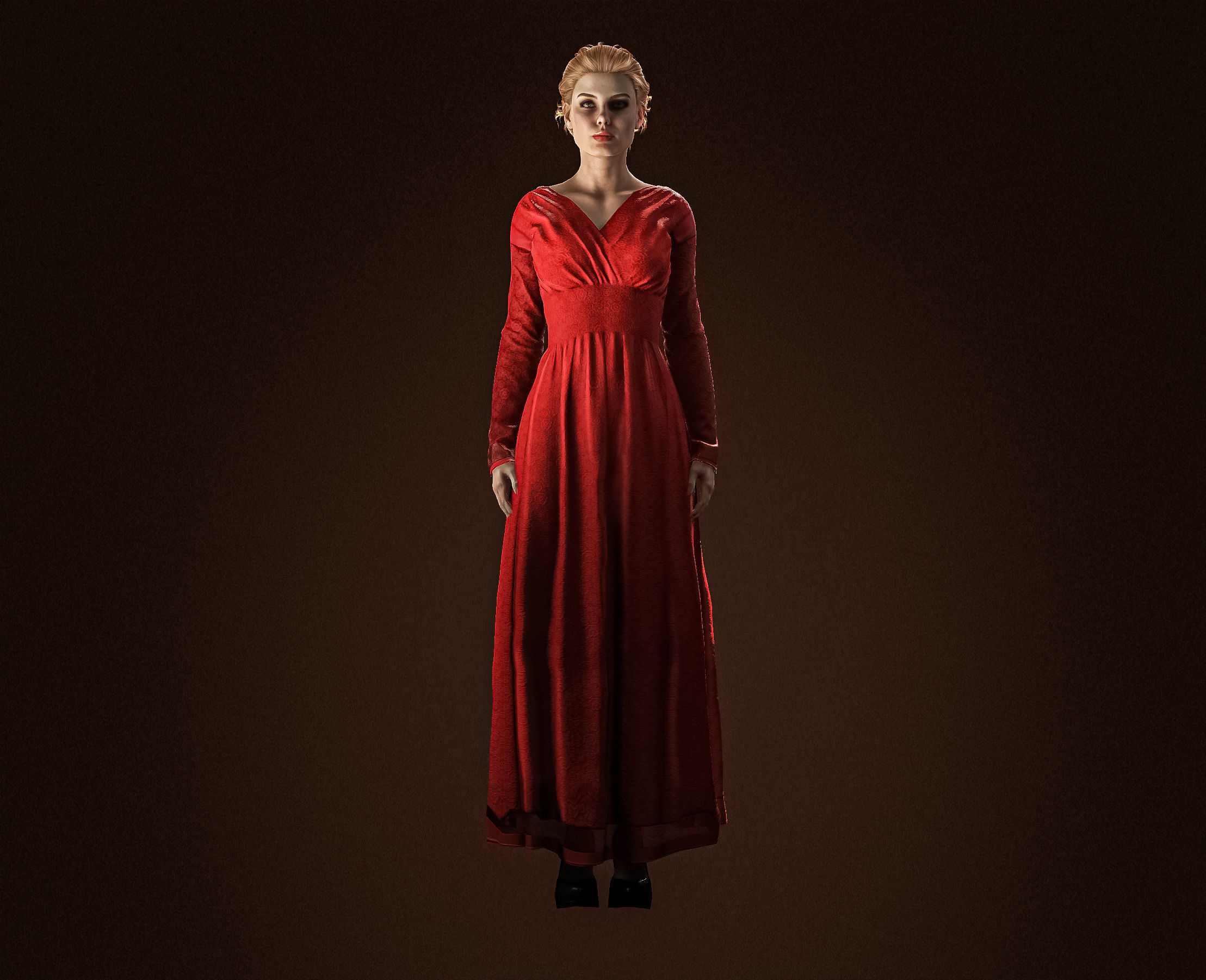 High Quality Realistic Red Dress Woman Low-poly 3D model_3