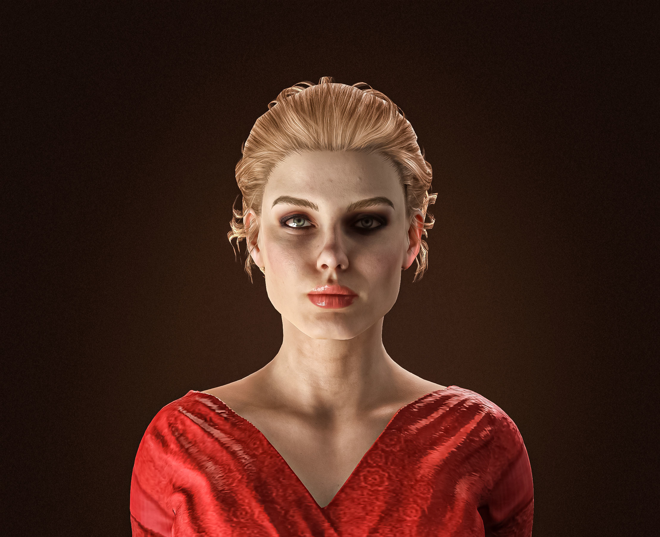 High Quality Realistic Red Dress Woman Low-poly 3D model_5